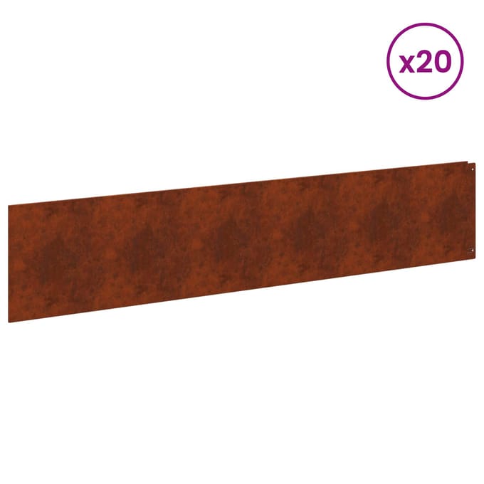 vidaXL - Gazonrand - 20 - st - 100 - x - 22 - cm - Staal - Roestkleurig