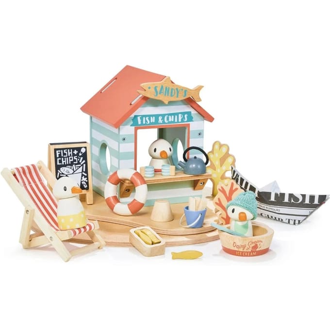 Tender Leaf houten strandcabine speelgoed met accessoires - strandhuis.