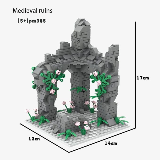 Bâtiments style ruines de scène blocs de construction Projet de création DIY blocs de construction Seconde Guerre mondiale ruines médiévales scène ruines bâtiment jouet modèles de construction gray