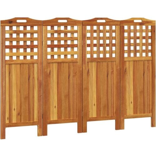 vidaXL - Kamerscherm - met - 4 - panelen - 162x2x115 - cm - massief - acaciahout