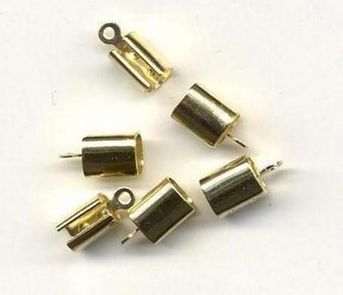Cord clasp large 7×5 mm, Gilt, 6pcs