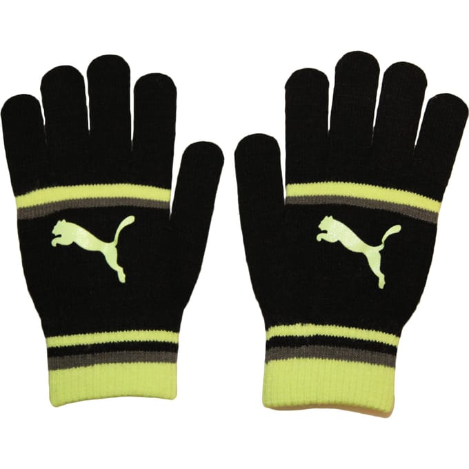 Puma Dames/Dames Gestreepte Handschoenen (Zwart/Hi-Vis geel)