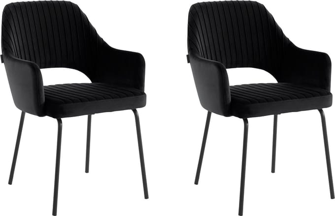 Britney-Eetkamerstoel - Set van 2 - Zwart Fluweel