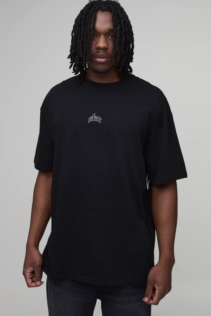Lang Zwart Oversized T-shirt Met Sterrenprint | Black | Size Medium