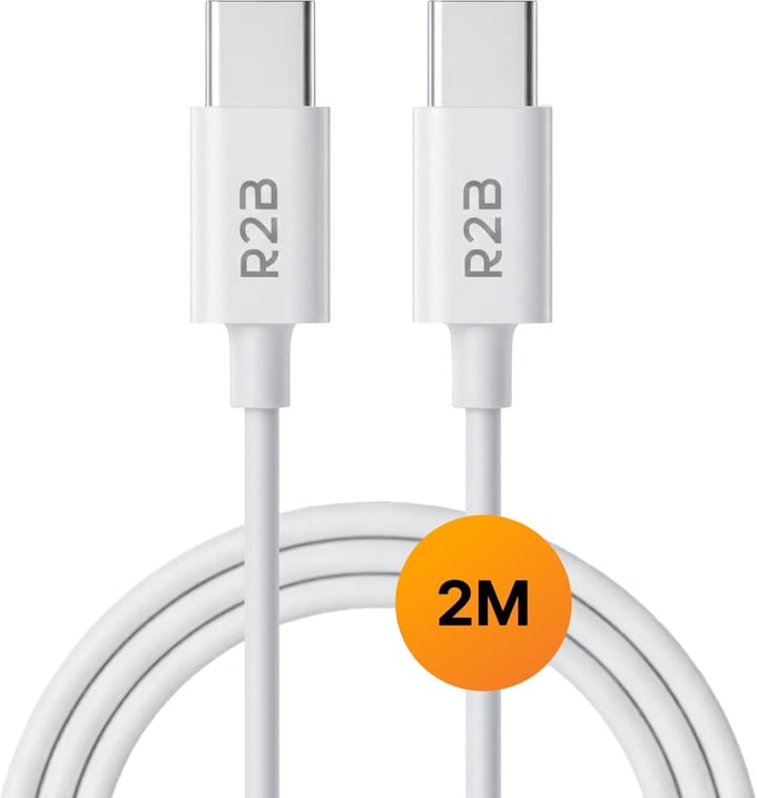 R2B USB C naar USB-C Kabel - 2 Meter - USB-C kabels - USB-C oplader - Oplaadsnoer - Oplaadkabel - Snellader - Power Cable