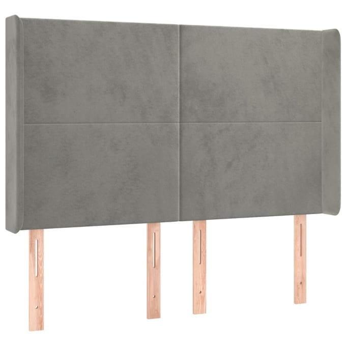 vidaXL - Hoofdbord - LED - 147x16x118/128 - cm - fluweel - lichtgrijs