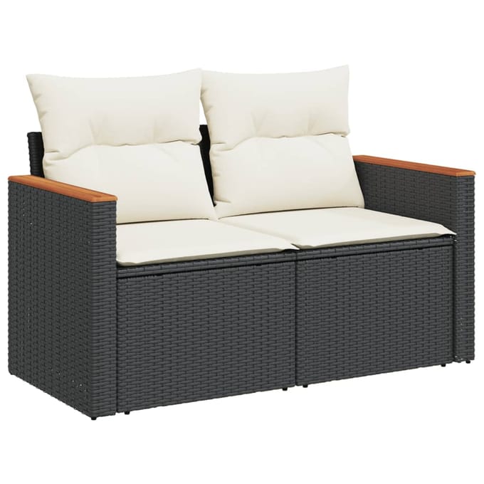 vidaXL - 10-delige - Loungeset - met - kussens - poly - rattan - zwart