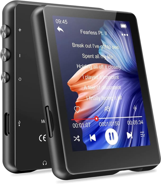 SNJY® MP3 Speler Bluetooth - MP4 Speler - Muziek Speler - Touchscreen - 32GB - Zwart