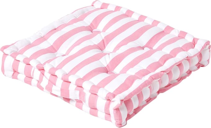 Homescapes zitkussen brede strepen roze 40 x 40 x 10 cm