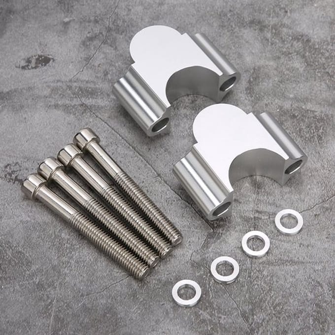Verstelbare klem voor stuur, 7/8 inch, aluminium, zilver