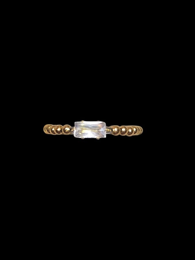 goudkleurige kralen ring met zirkonia