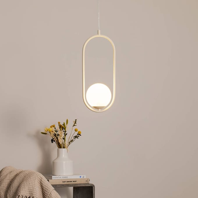 ALDEX Hanglamp Dione, opaal/crème, 1-lamp