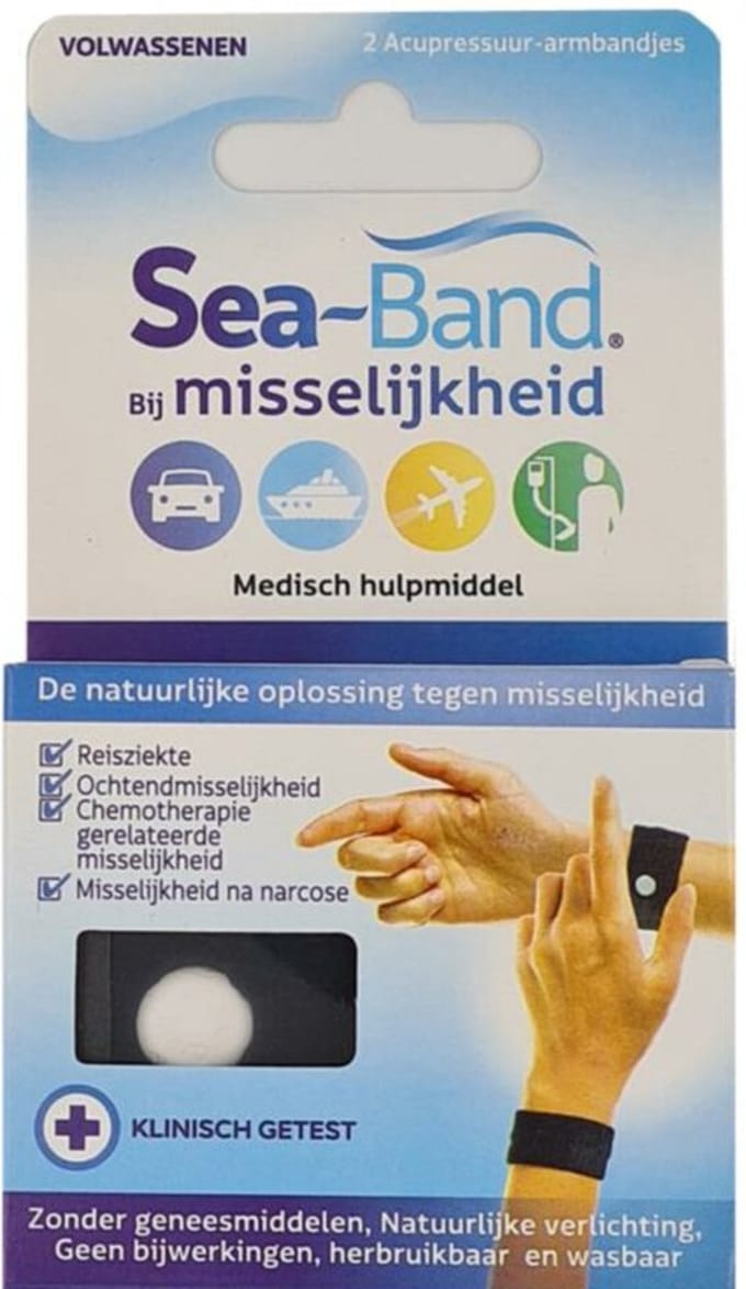 3x Sea Band Polsband bij Misselijkheid Zwart