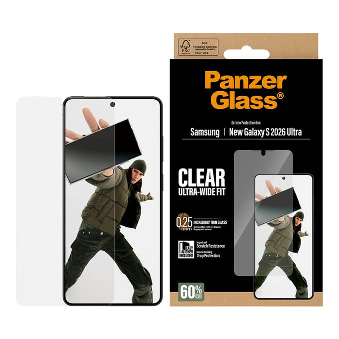 PanzerGlass Screenprotector geschikt voor Samsung Galaxy S26 Ultra Glazen | PanzerGlass Ultra-Wide Fit Screenprotector - Case Friendly