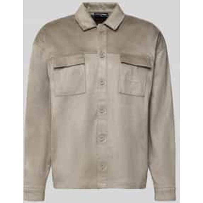 Relaxed fit overhemdjack met borstzakken en labelstitching