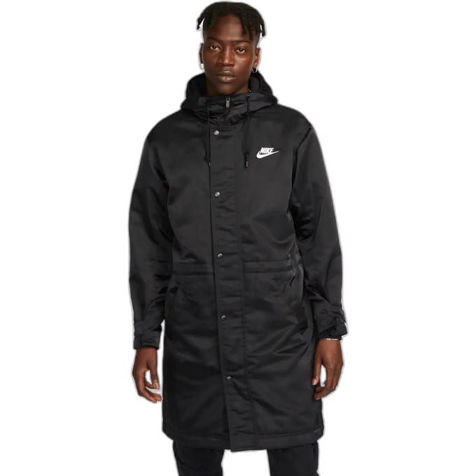 Club Stadium Parka heren lange jas zwart/wit