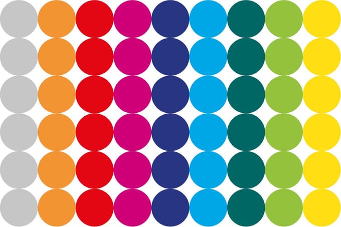 Stippen Stickers - 9 Kleuren - 5 Stickervellen - 270 Ronde Etiketten 19 mm - Kleurcodering