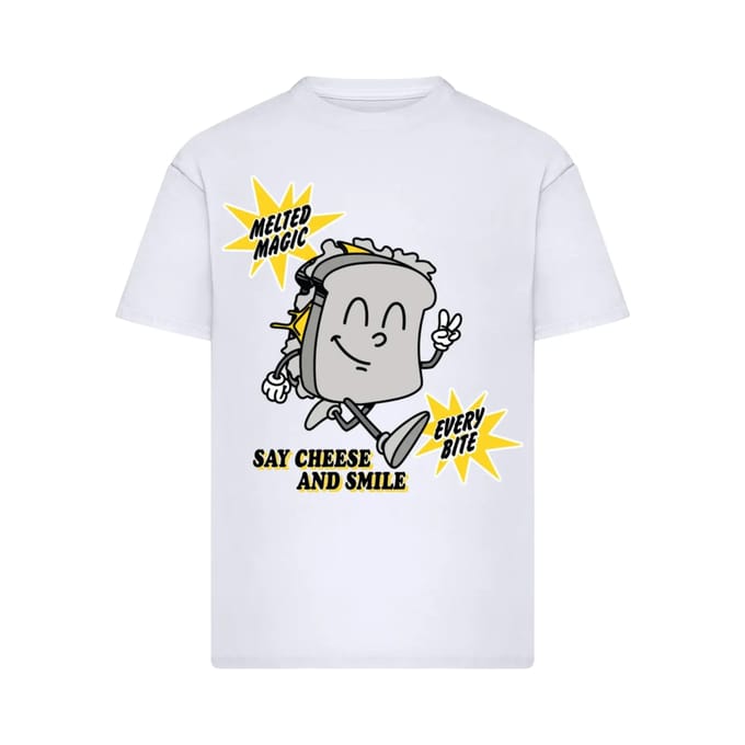 Mister Tee - Cheese And Smile Oversize Heren Tshirt - M - Wit