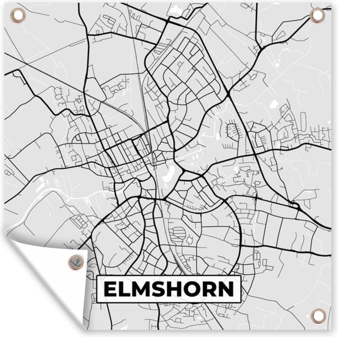 Tuindoek Kaart - Duitsland - Plattegrond - Stadskaart - Elmshorn - 100x100 cm