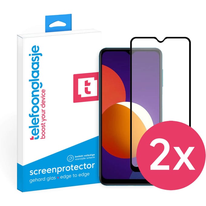 DuoPack: Samsung Galaxy M12 screenprotector gehard glas Edge to Edge