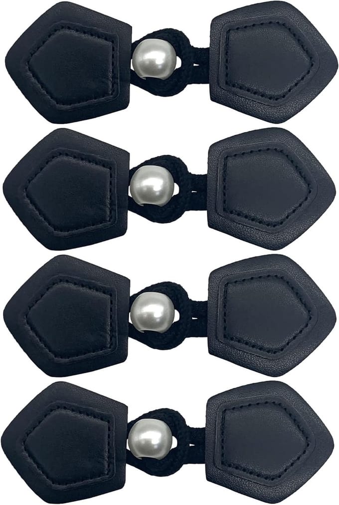 Button Closure voor Notebook Jacks - 4 Paar Leren Knopen voor Jassen en Rugzakken (Zwart) - Duurzaam, Stijlvol en Functioneel