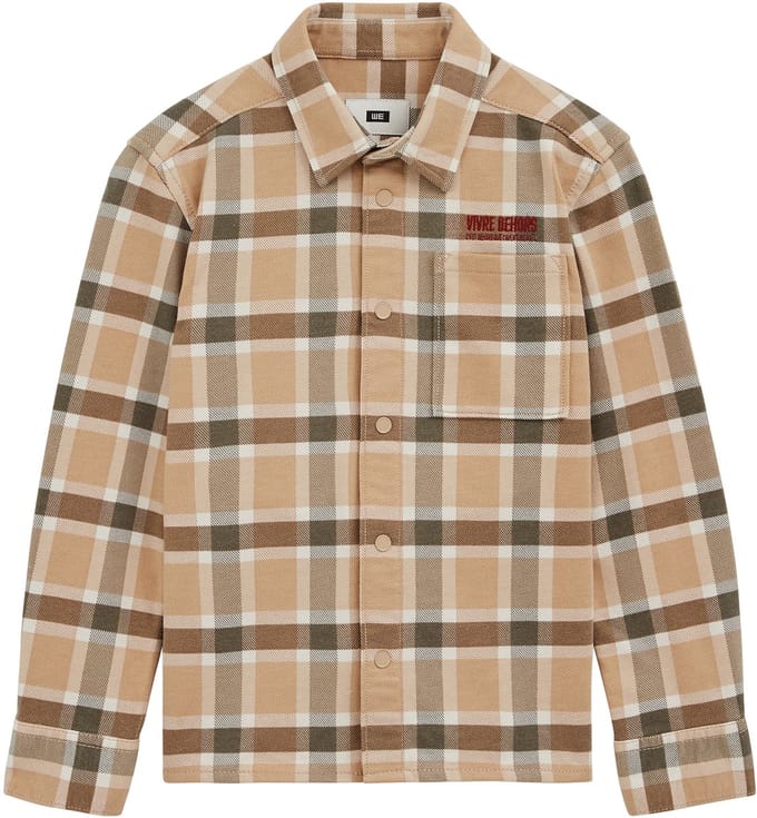 WE Fashion Jongens overshirt met ruit en embroidery