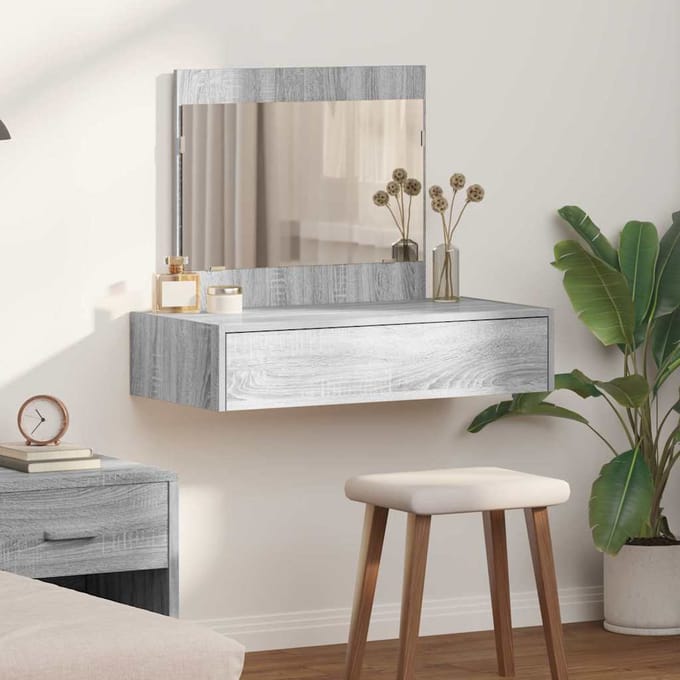 vidaXL - Kaptafel - Grijs - 83 - x - 40 - x - 70 - cm - Bewerkt - hout