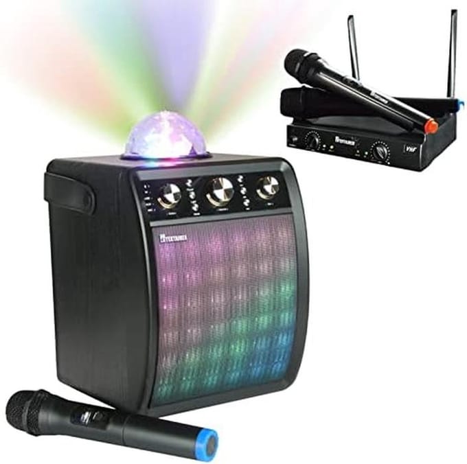 Karaoke Machine - Muziek Speler - Feest Geluid - Draadloze Microfoons - 3 Microfoons - Zwart