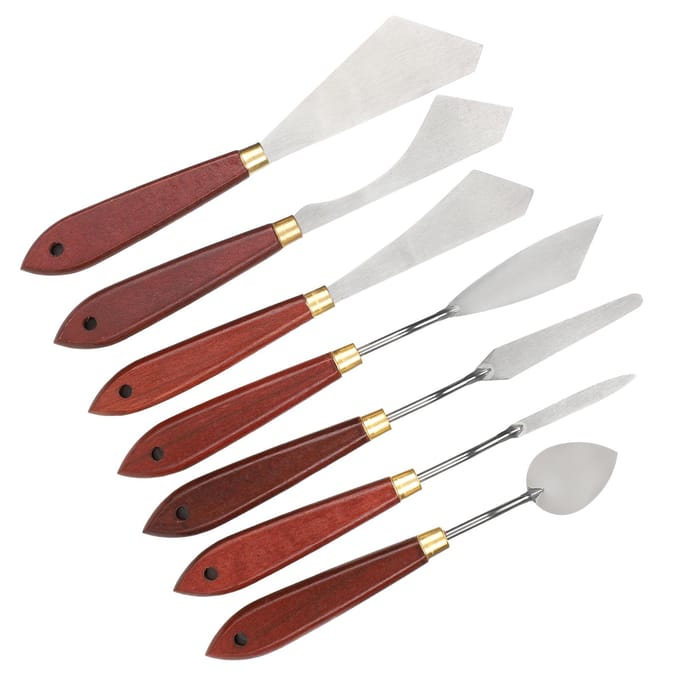 7-delige Set Roestvrij Staal Paletmes Mengschraper Set voor Olieverf Acryl Mix white