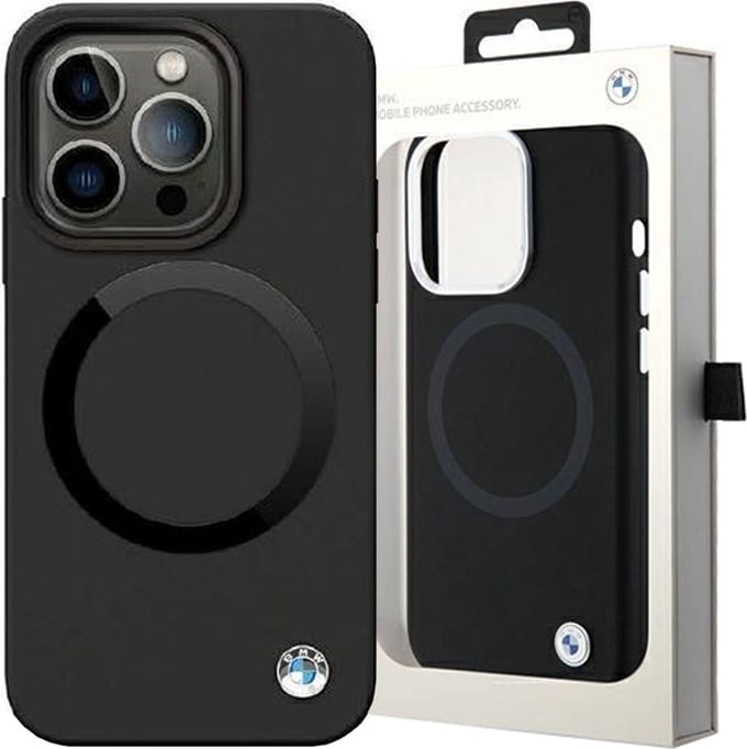 BMW BMHMP14XSILBK2 Case for iPhone 14 Pro Max 6.7" - Black Signature Liquid Silicone MagSafe