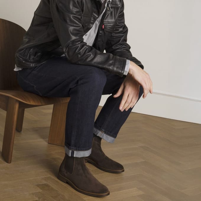Van Lier - Heren - Donkerbruine Boston suède chelsea boots - Maat 40