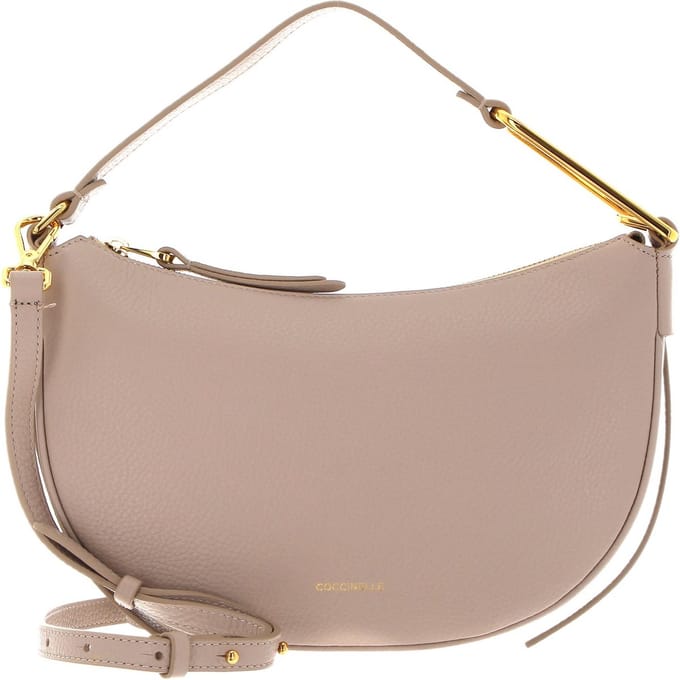 COCCINELLE Leren Schoudertas Priscilla Handbag Grained Leather Powder Pink Beige