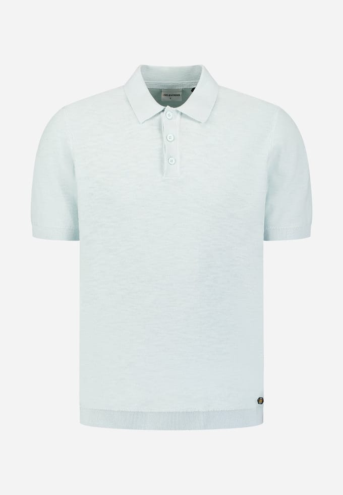 No Excess Pullover short sleeve polo slub sky