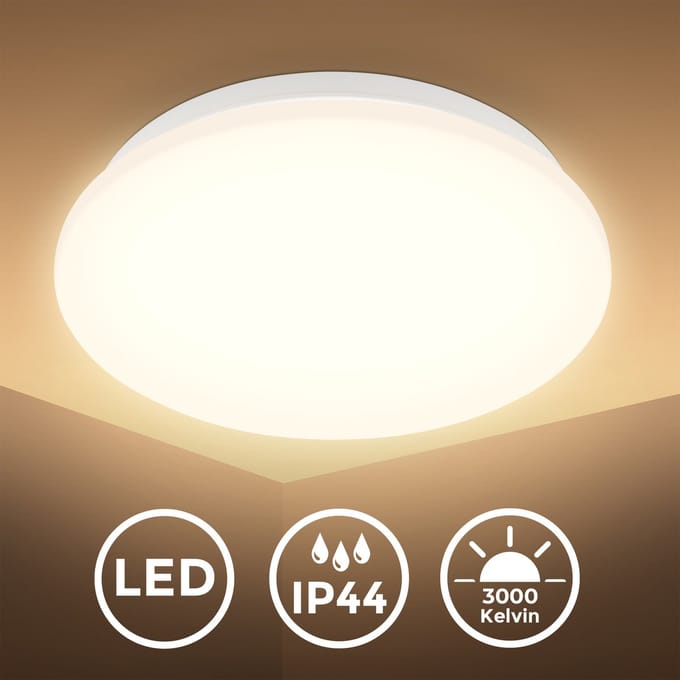 B.K.Licht - LED Plafondlamp met bewegingsmelder - badkamerverlichting - 27x6 cm (DxH) - wit