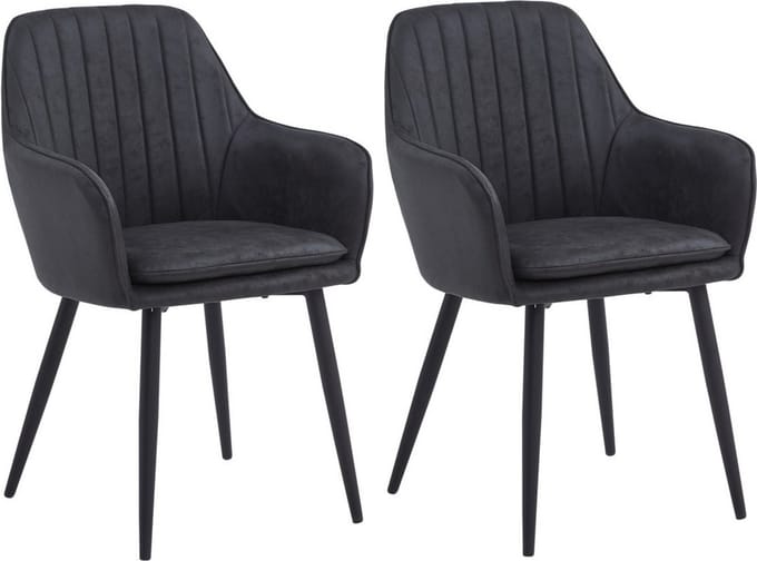 Colenis® - Lavinia Eetkamerstoel - Set Van 2 - Antraciet - Microfiber - Industrieel