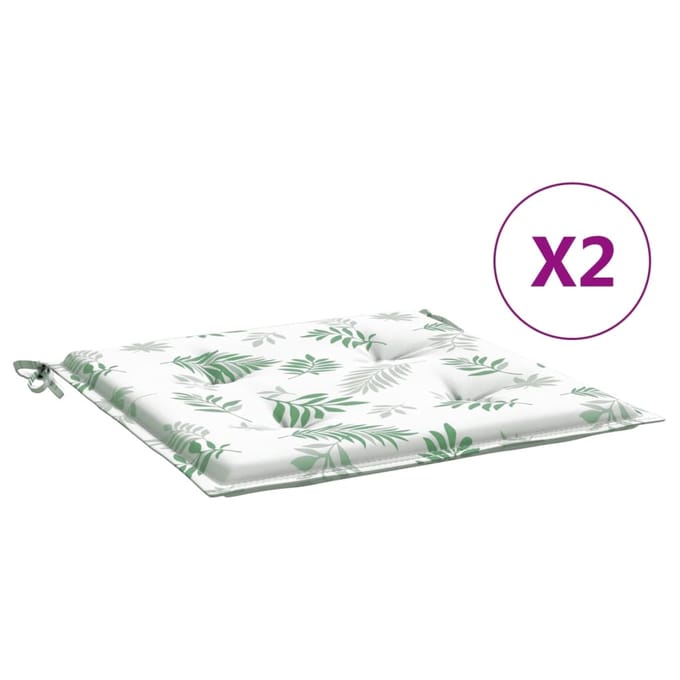 vidaXL - Stoelkussens - 2 - st - bladpatroon - 50x50x3 - cm - stof