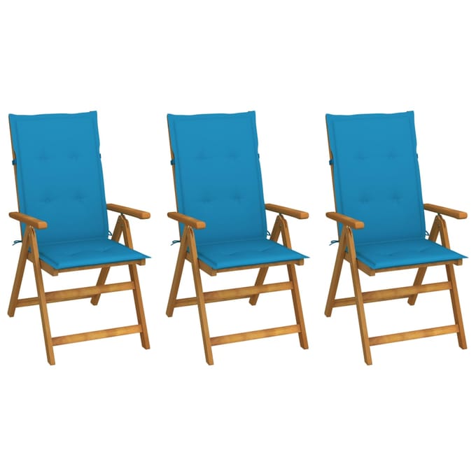 vidaXL - Inklapbare - stoelen - 3 - st - met - kussens - massief - acaciahout