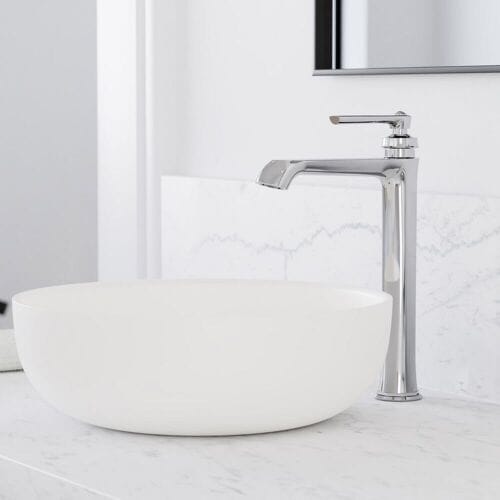 Steinberg series 350 single lever basin mixer without pop-up waste, with raised faucet body 350 1700
