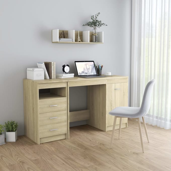 vidaXL - Bureau - 140x50x76 - cm - bewerkt - hout - sonoma - eikenkleurig
