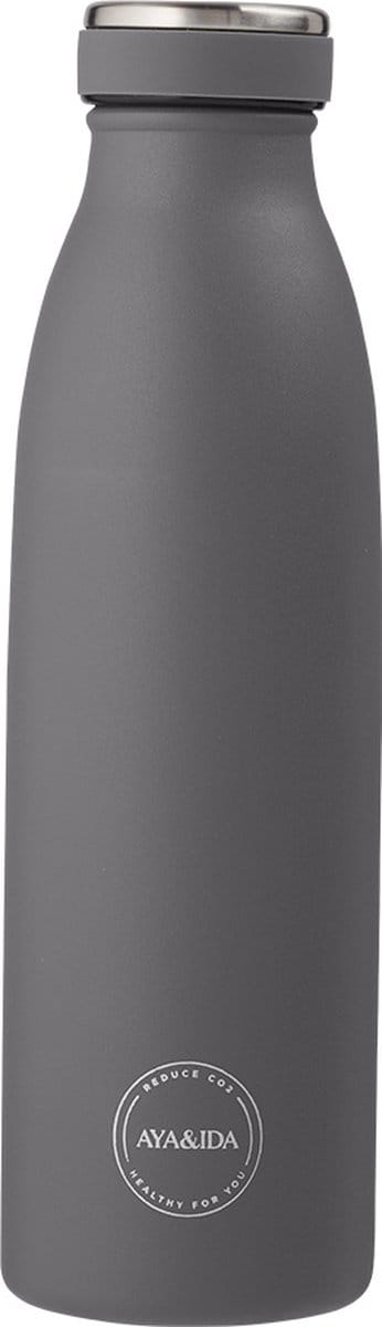 AYA & IDA - Drinking Bottle - Thermosfles - waterfles - 500ml - DARK GREY