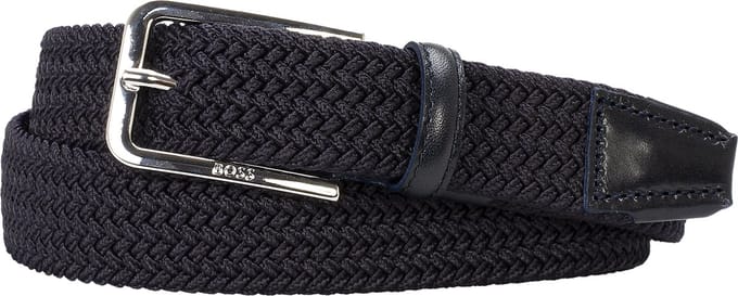 BOSS leren heren riem - navy blauw