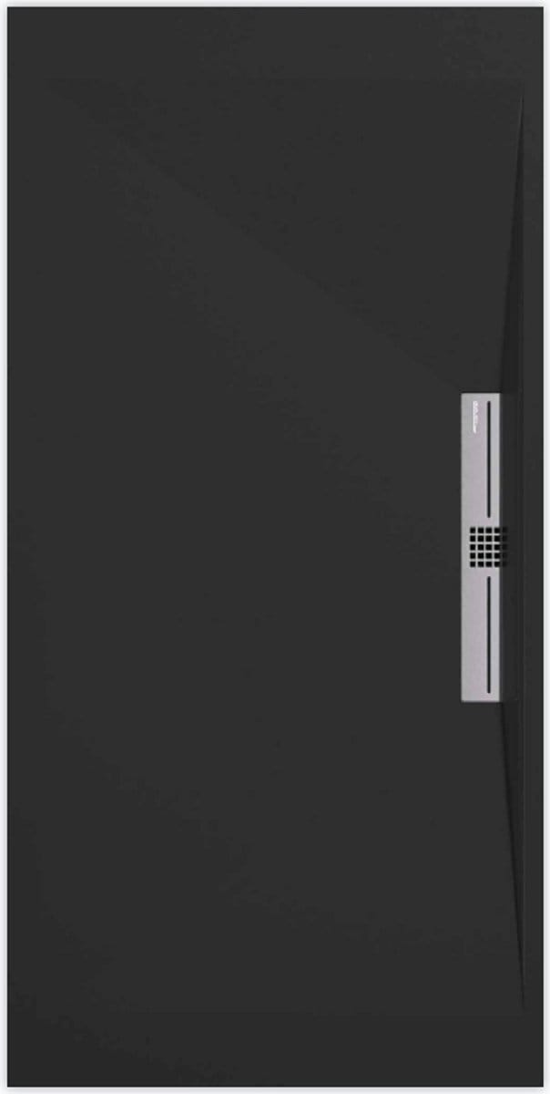 Sanifun douchebak Stone Side Black Smooth 1100 x 900 S