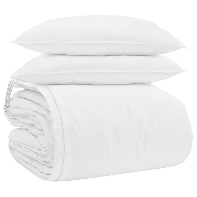 vidaXL - Deken - Set - met - kussen - 3 - st - Wit - Donsveer