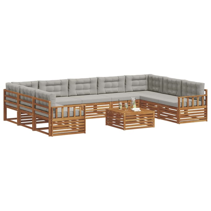 vidaXL - Buiten - bank - set - 10 - st - Natuurlijk - en - Licht - Grijs