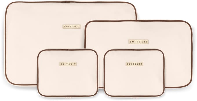 SUITSUIT Fab Seventies - Packing Cubes - Set van 4 - Reiskoffer 76 cm - Koffer organizer set - Bagage organizers - Wit