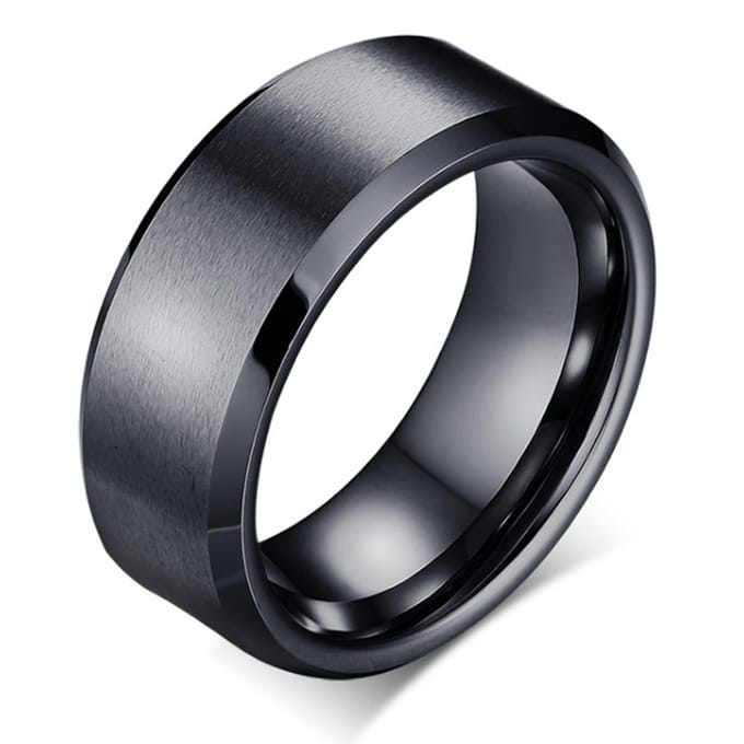 Wolfraam herenring 8mm Zwart-18mm
