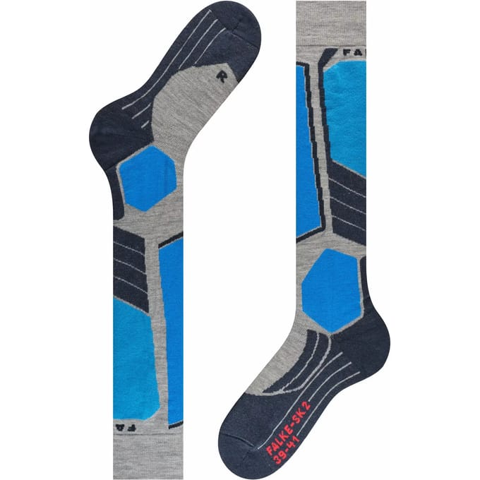 FALKE SK2 warm dik wol functioneel materiaal skisokken heren grijs - maat 39-41