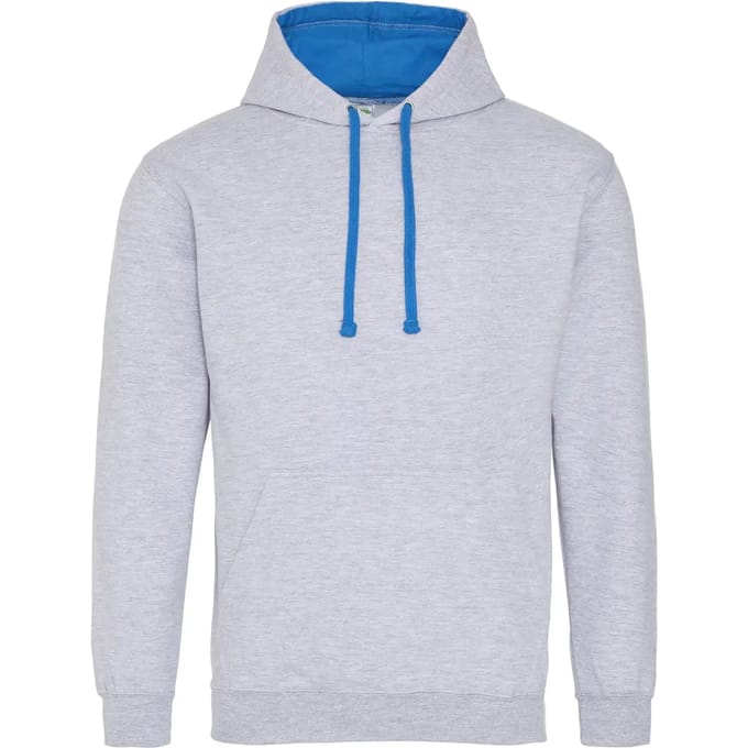 Just Hoods Varsity Hoodie JH003 - HEATHER GREY/SAPPHIRE BLUE - S