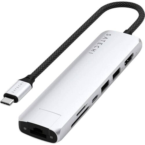 Satechi 7-in-1 USB-C Slim Multiport Adapter with Ethernet - Silver
