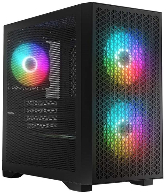 Logic Dart Pro ARGB Mini Tower Behuizing - Mesh Airflow Design - Inclusief 3x ARGB Fans & Controller - USB-C - Micro-ATX - Zwart